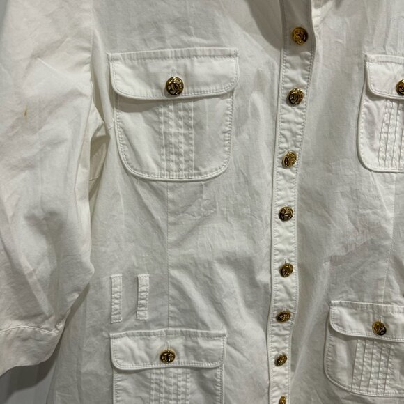 Appraisal White Cotton Blend 3/4 Sleeve Button-Up Shirt Jacket Size XL Casual - Picture 4 of 10